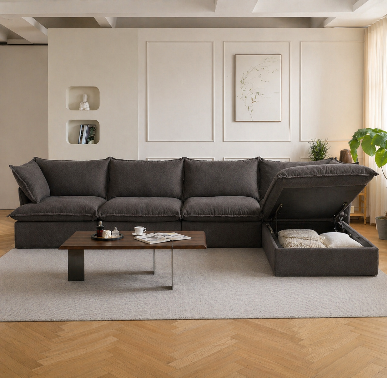 Dream Dark Gray Cloud 4 Seater + Ottoman