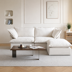 Dream White Cloud Love Seat + Ottoman