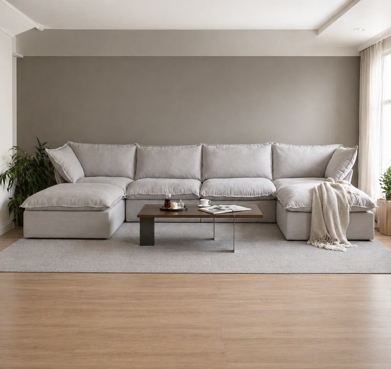 Dream Light Gray Cloud 4 seater + two ottomans