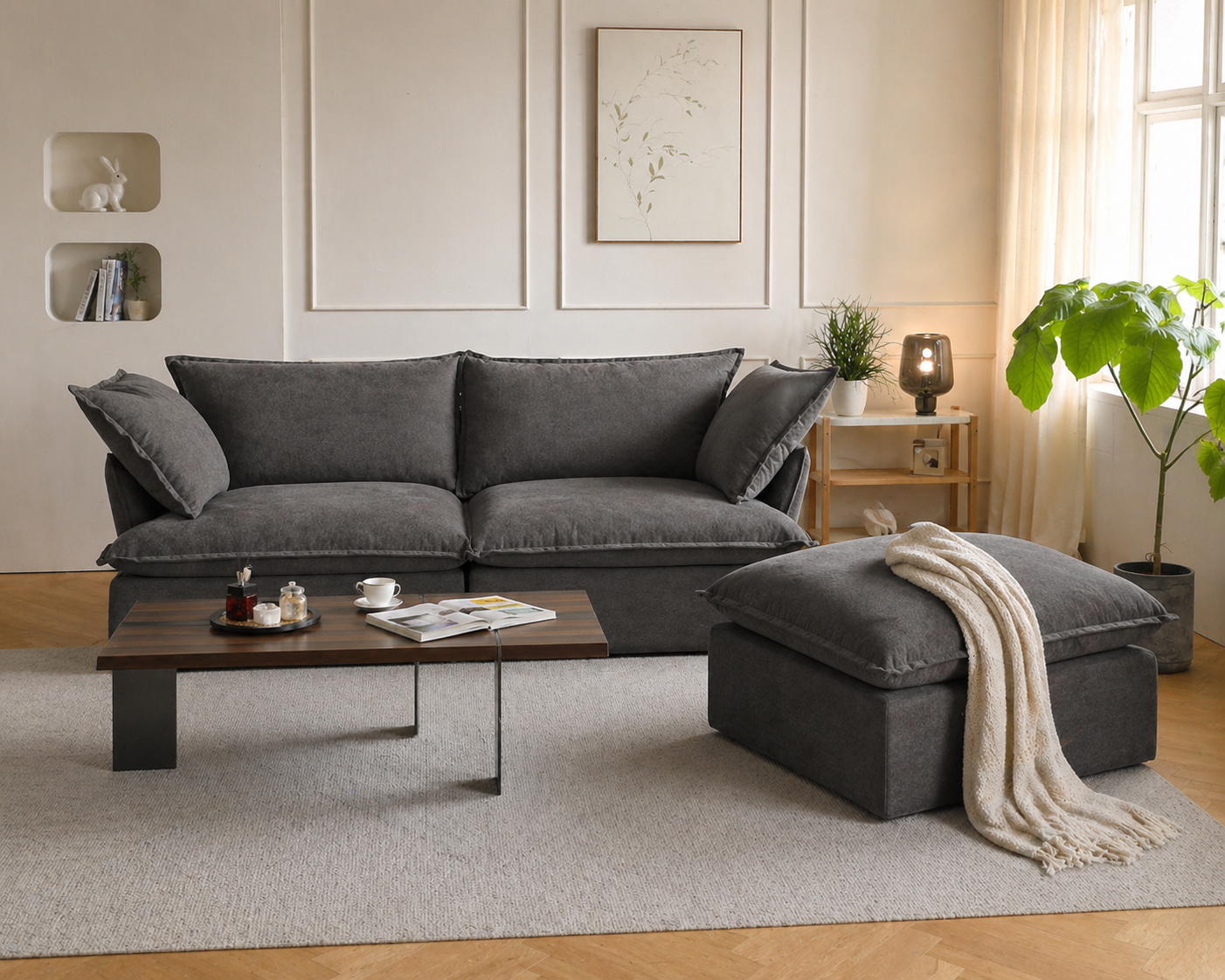 Dream Dark Gray Love Seat + Ottoman