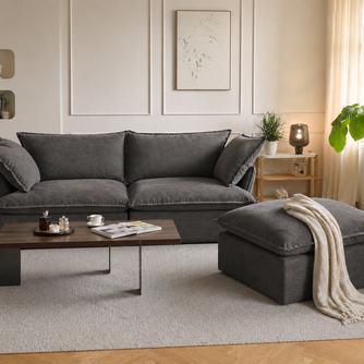 Dream Dark Gray Love Seat + Ottoman