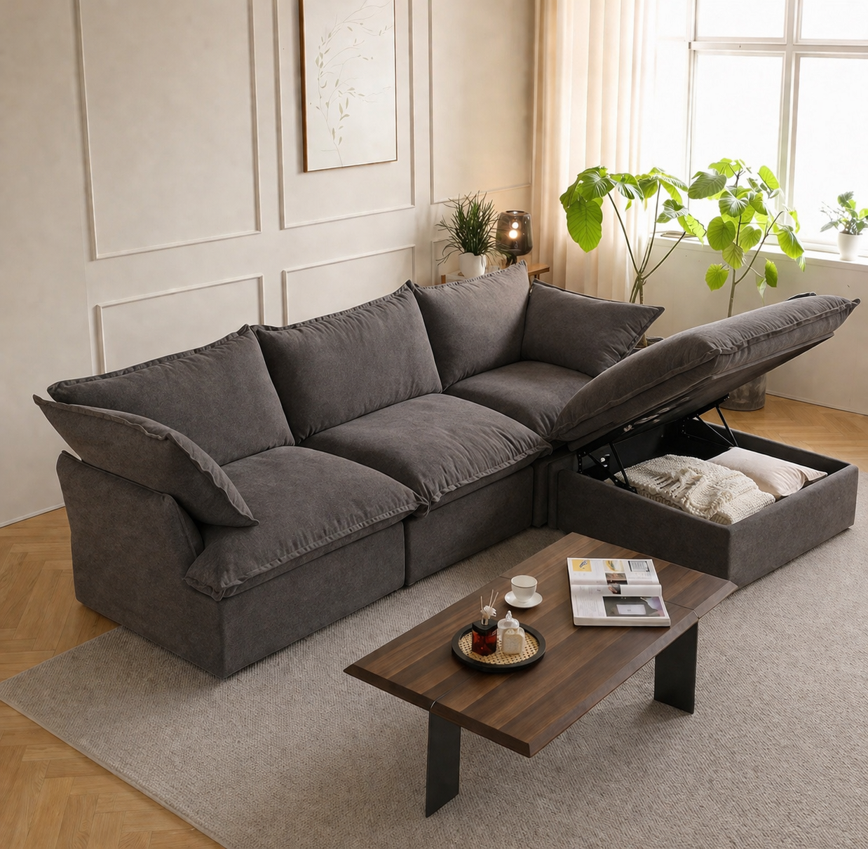 Dream Dark Gray Cloud 3 Seater + Ottoman