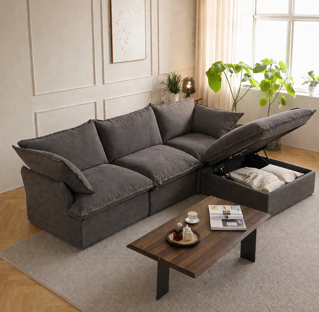 Dream Dark Gray Cloud 3 Seater + Ottoman