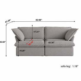 Dream Light Gray Love Seat + Ottoman