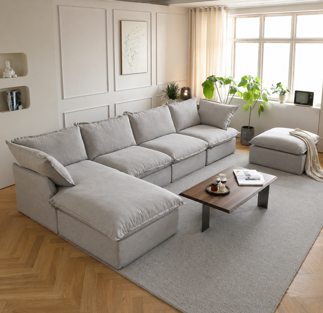 Dream Light Gray Cloud 4 seater + two ottomans