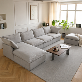 Dream Light Gray Cloud 4 seater + two ottomans