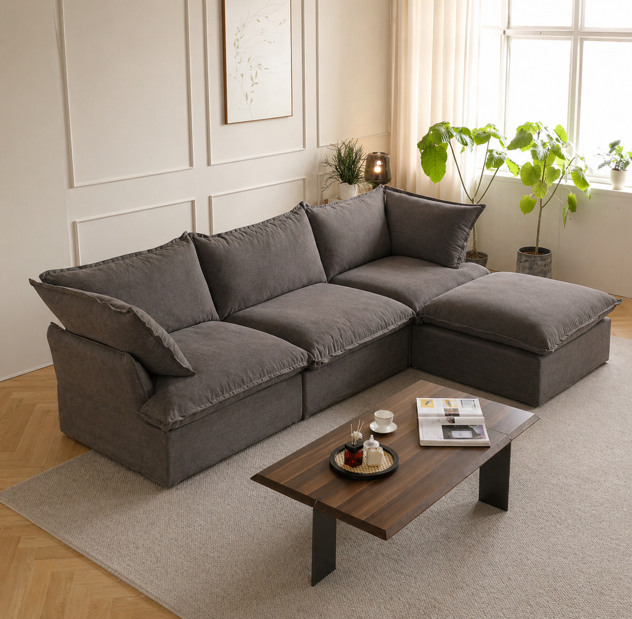 Dream Dark Gray Cloud 3 Seater + Ottoman