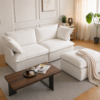 Dream Beige Cloud Love Seat + Ottoman
