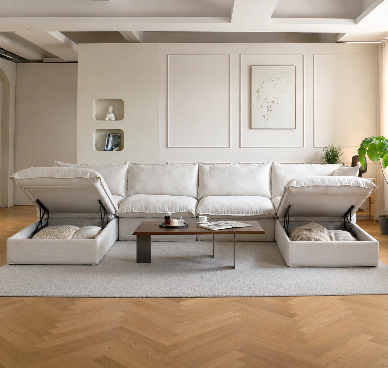Dream Beige Cloud 4 Seater + Two Ottoman