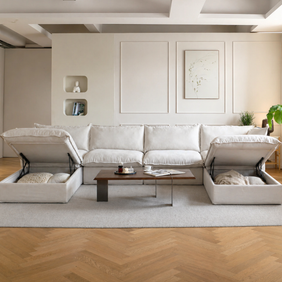 Dream Beige Cloud 4 Seater + Two Ottoman