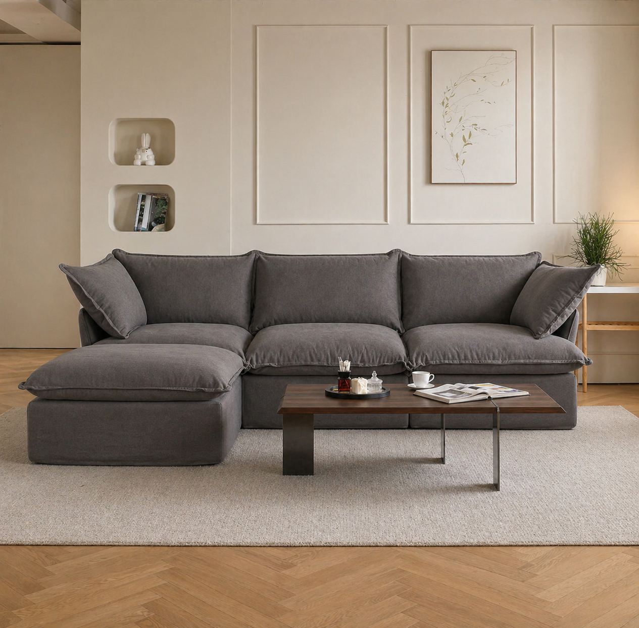 Dream Dark Gray Cloud 3 Seater + Ottoman