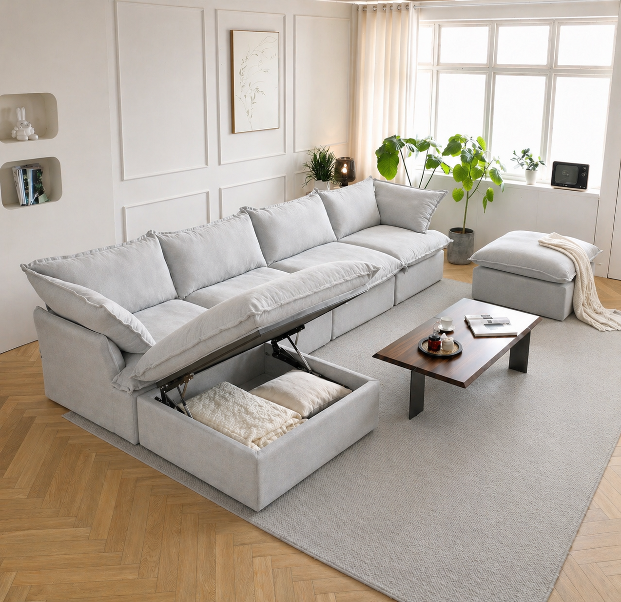 Dream Light Gray Cloud 4 seater + two ottomans