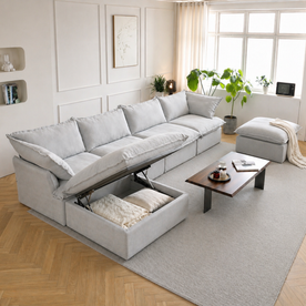 Dream Light Gray Cloud 4 seater + two ottomans