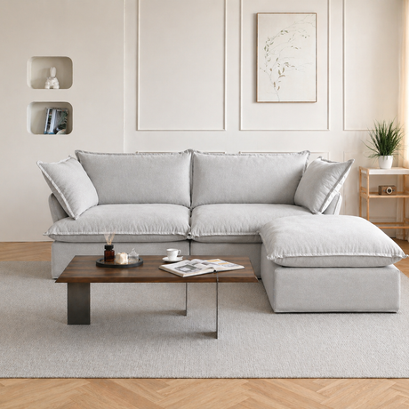 Dream Beige Cloud Love Seat + Ottoman