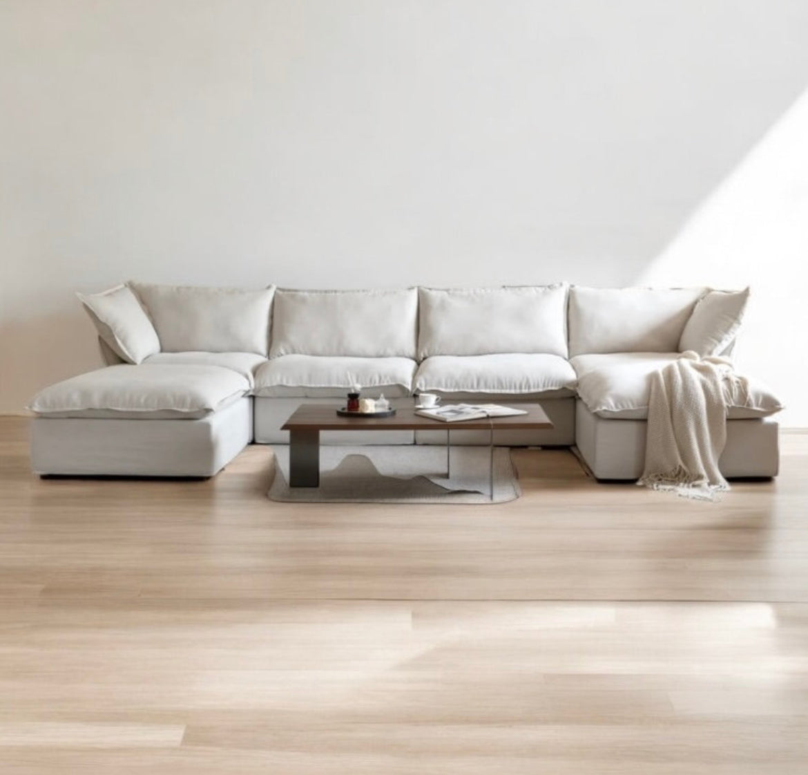 Dream Beige Cloud 4 Seater + Two Ottoman