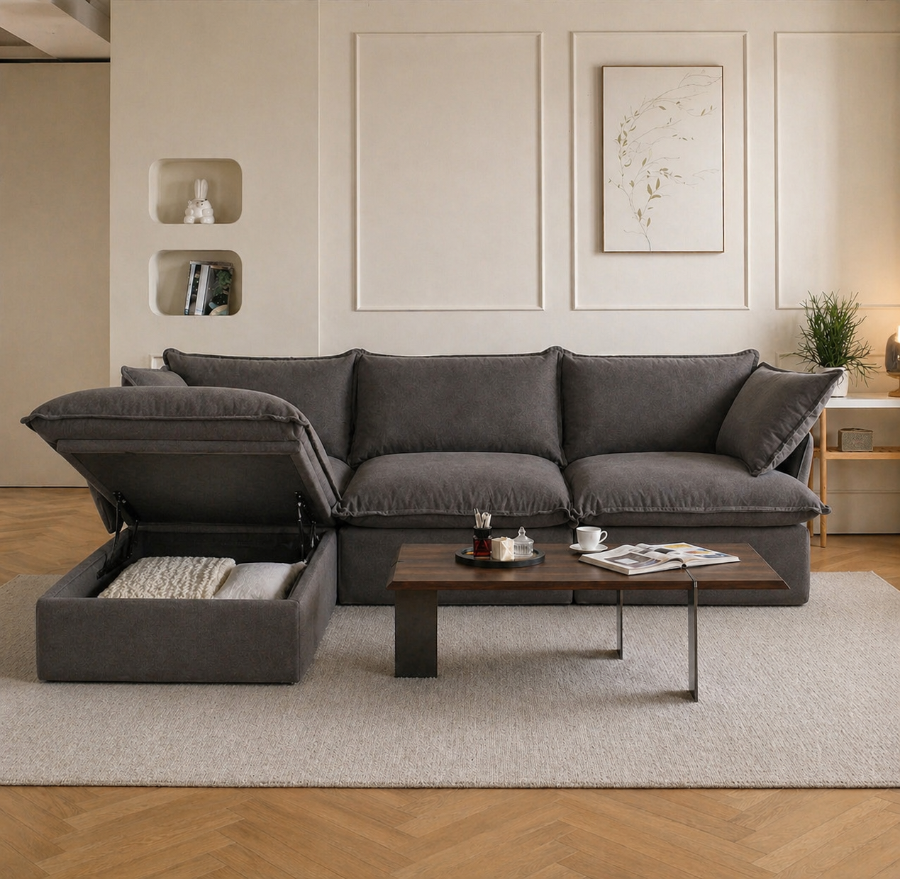 Dream Dark Gray Cloud 3 Seater + Ottoman