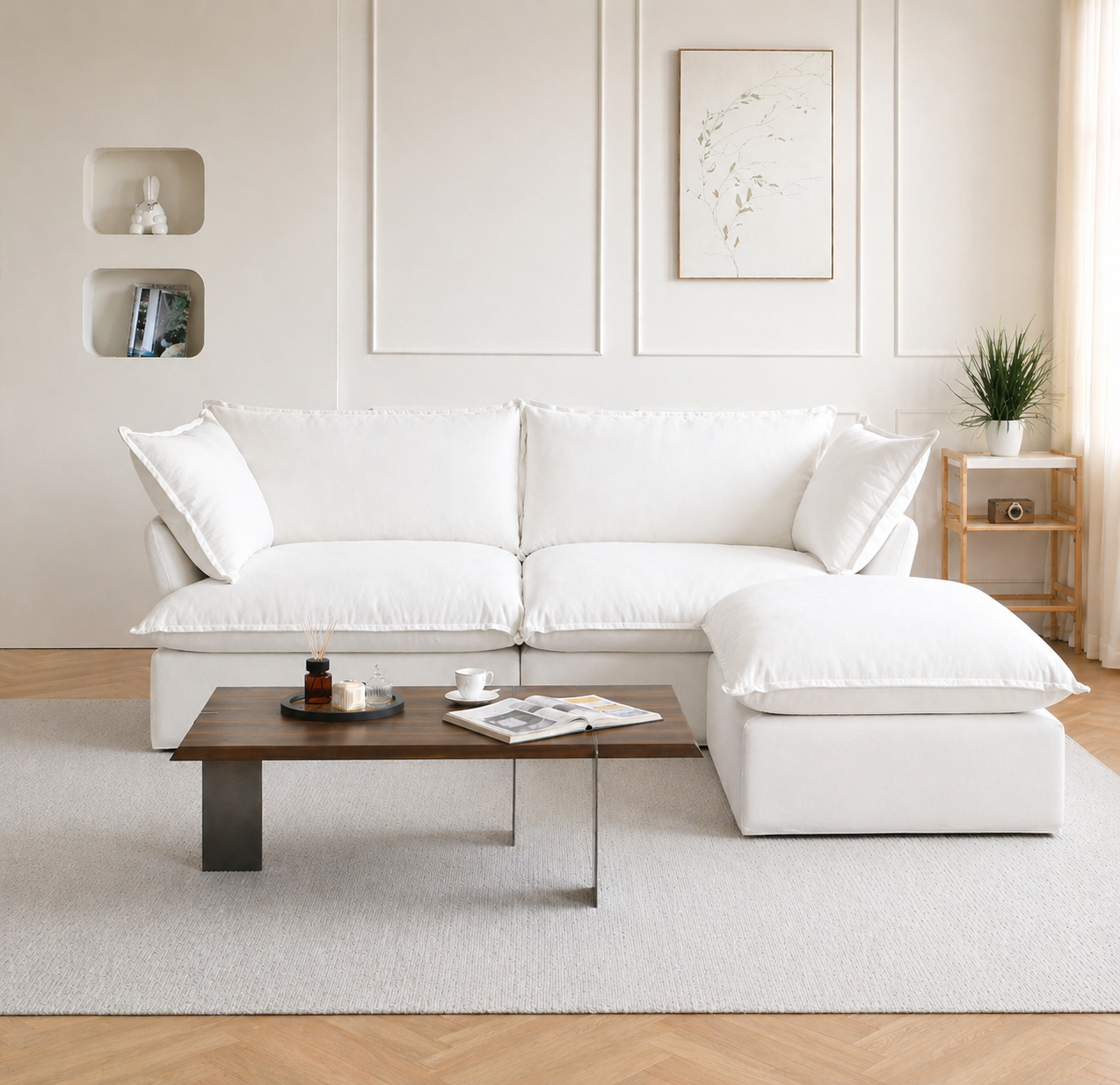 Dream Beige Cloud Love Seat + Ottoman
