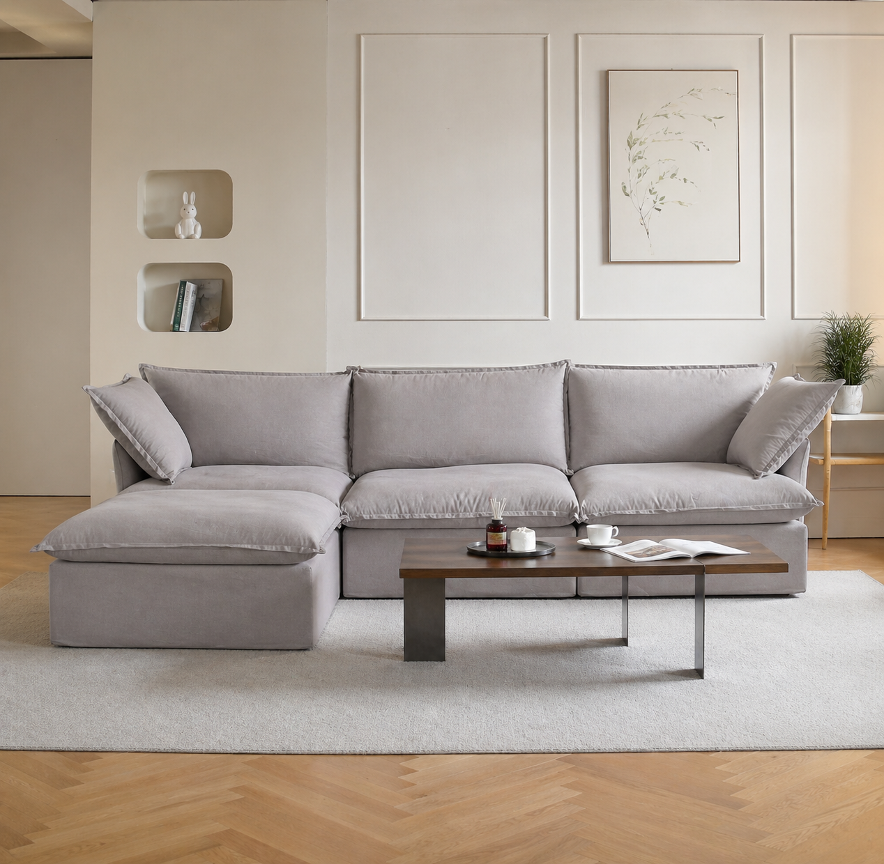Dream White Cloud 3 Seater + Ottoman