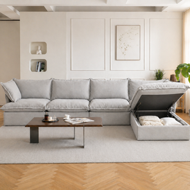 Dream Light Gray 4 seater + ottoman