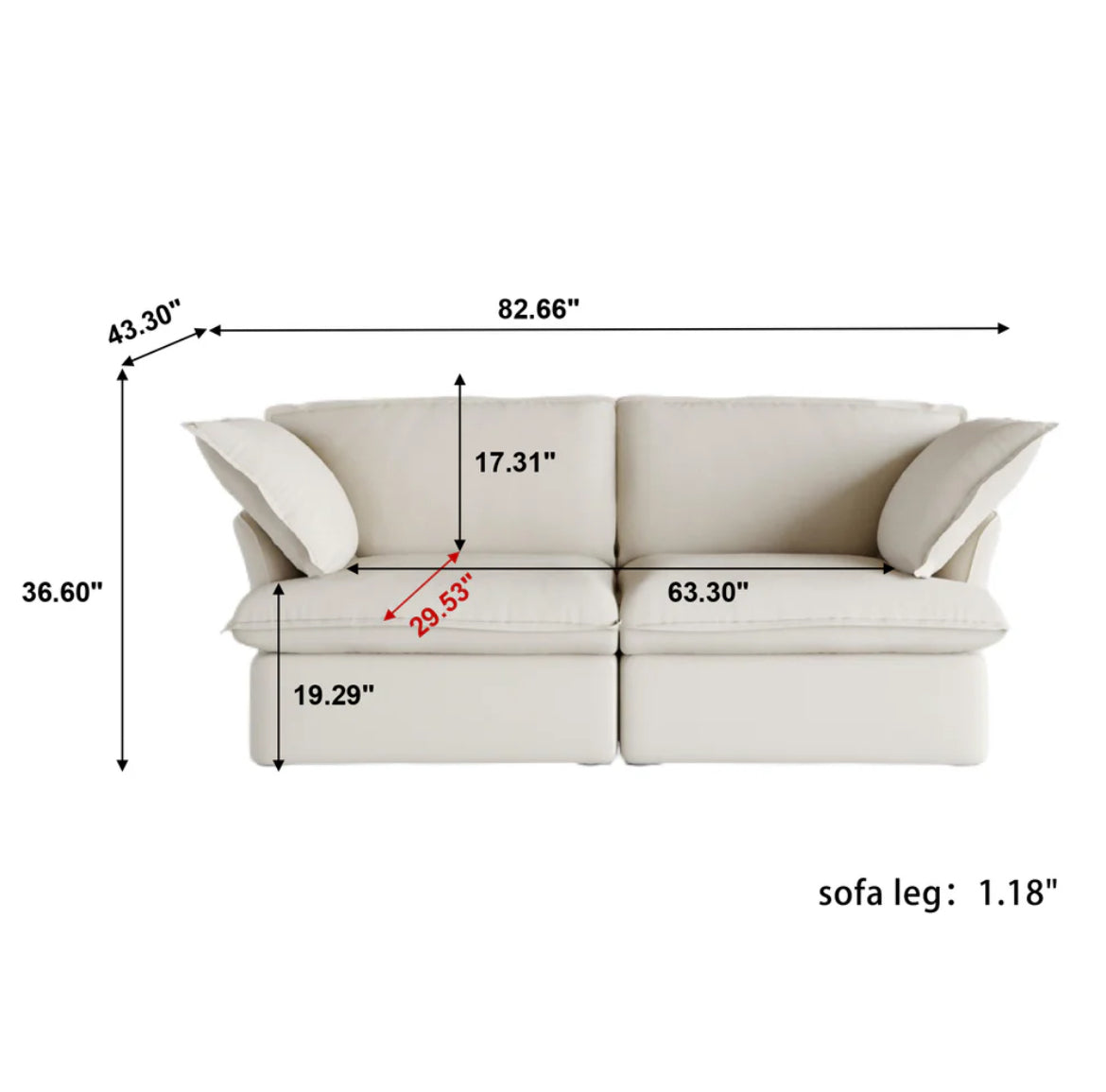 Dream Beige Cloud Love Seat + Ottoman