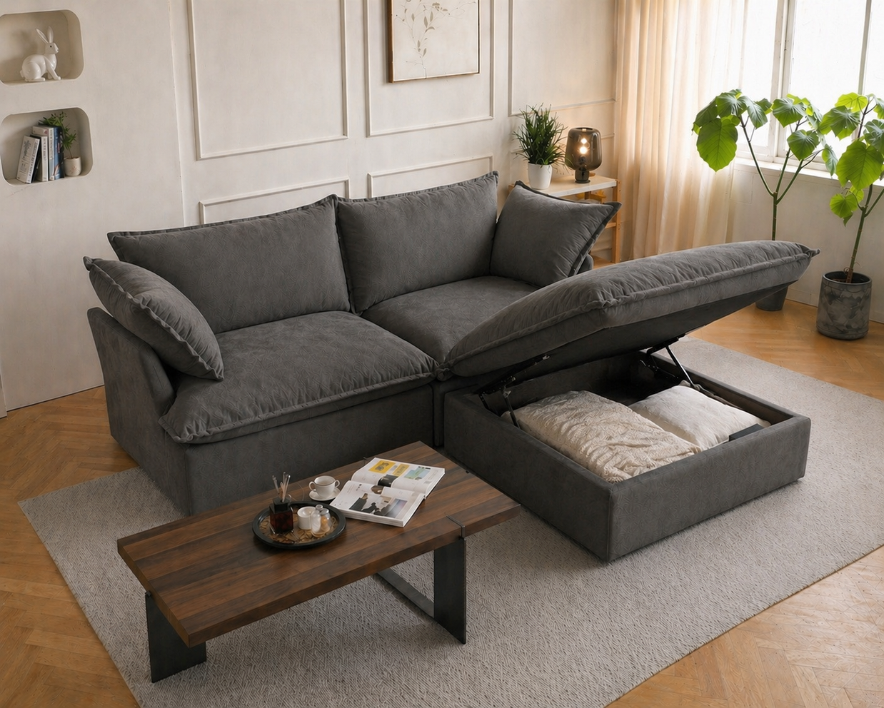 Dream Dark Gray Love Seat + Ottoman