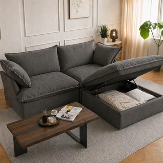 Dream Dark Gray Love Seat + Ottoman