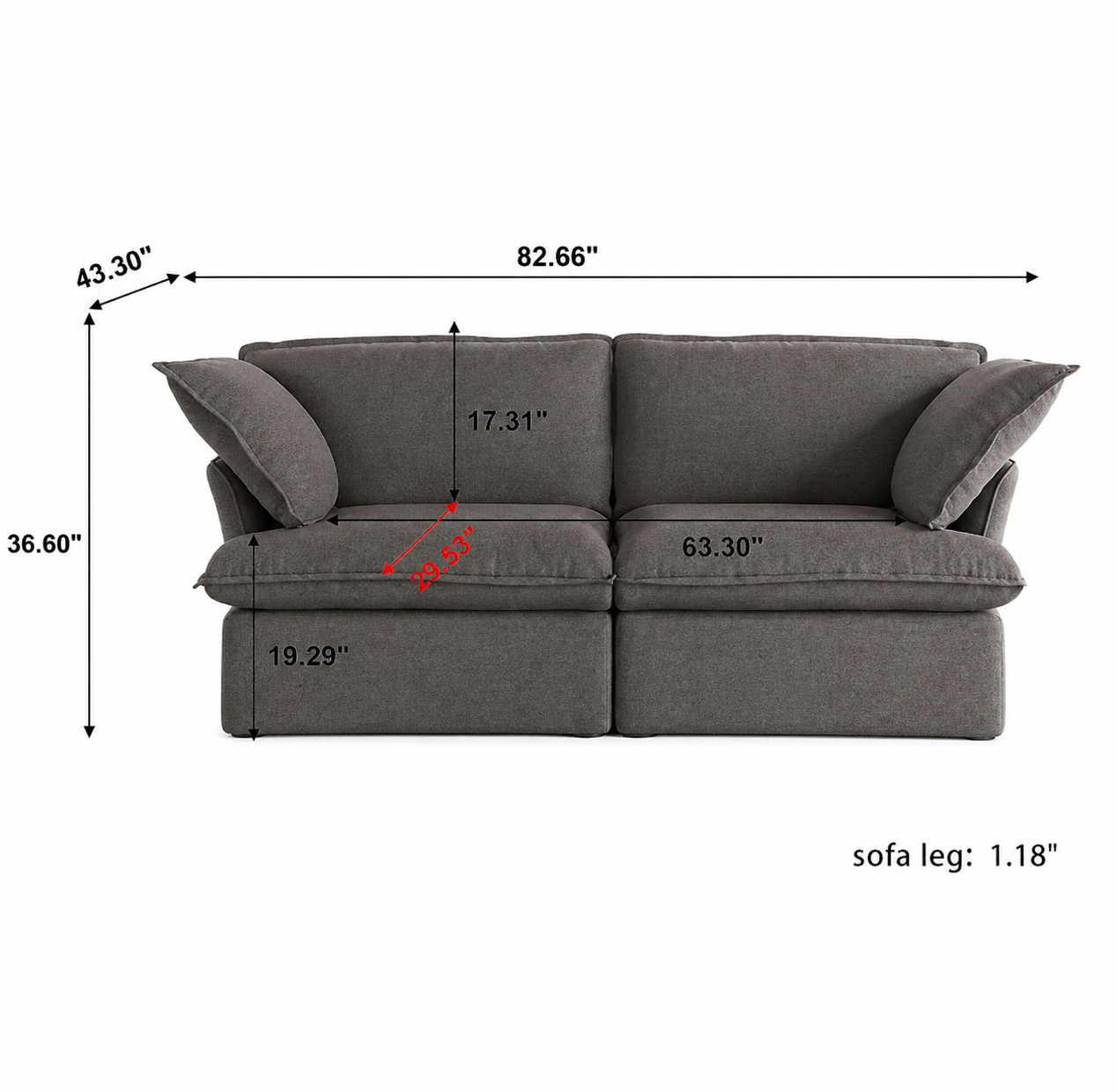 Dream Dark Gray Cloud Love Seat