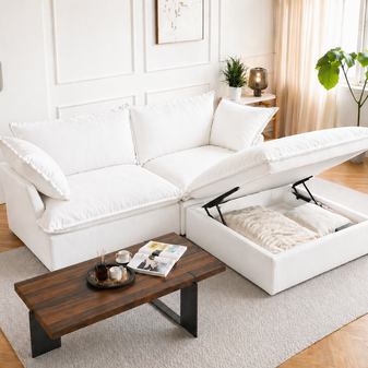 Dream White Cloud Love Seat + Ottoman