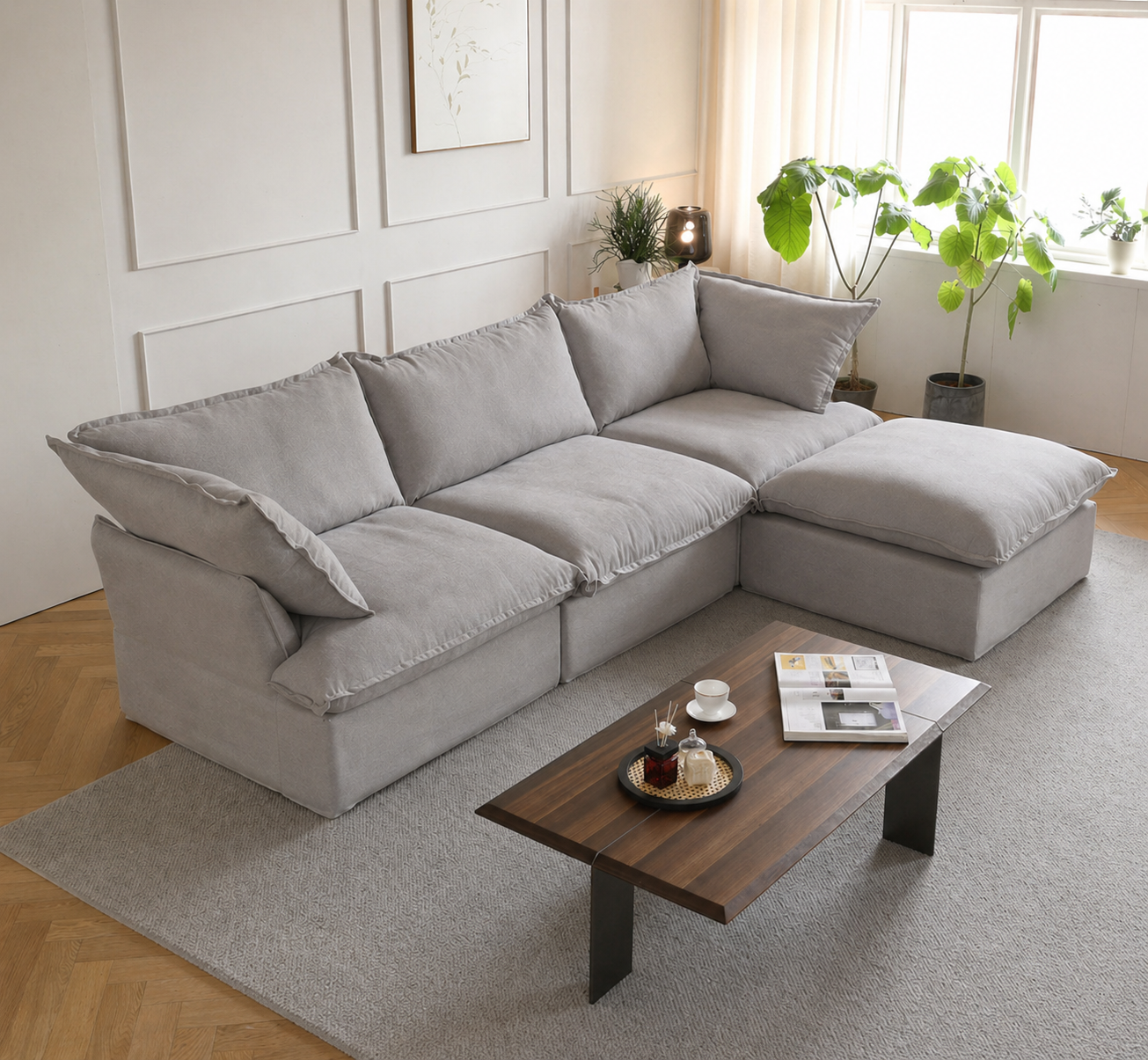 Dream Light Gray 3 seater + ottoman