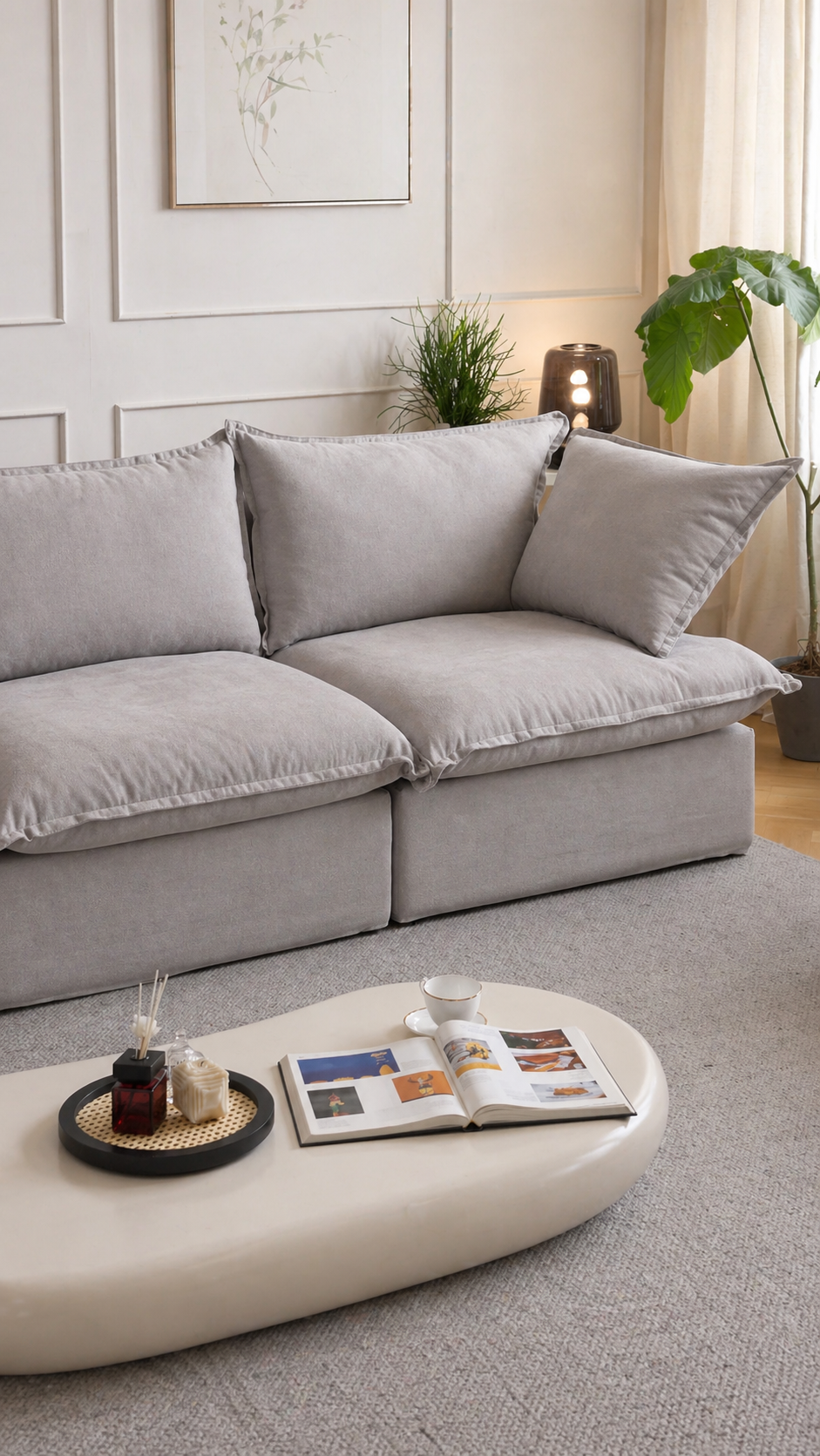 Dream Light Gray 3 seater + ottoman