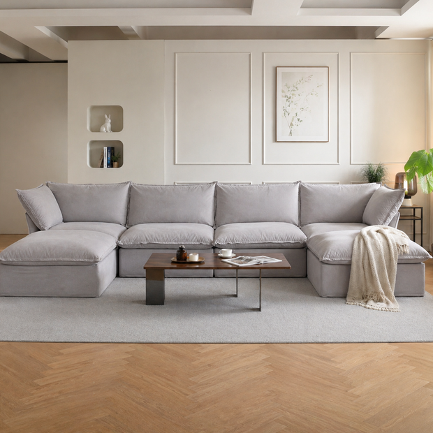 Dream Beige Cloud 4 Seater + Two Ottoman