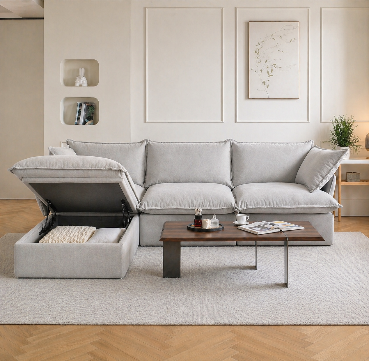Dream Light Gray 3 seater + ottoman