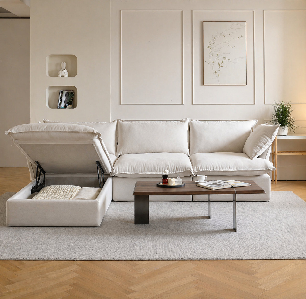 Dream White Cloud 3 Seater + Ottoman