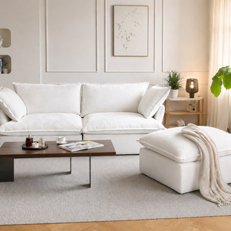 Dream White Cloud Love Seat + Ottoman
