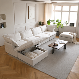 Dream Beige Cloud 4 Seater + Two Ottoman