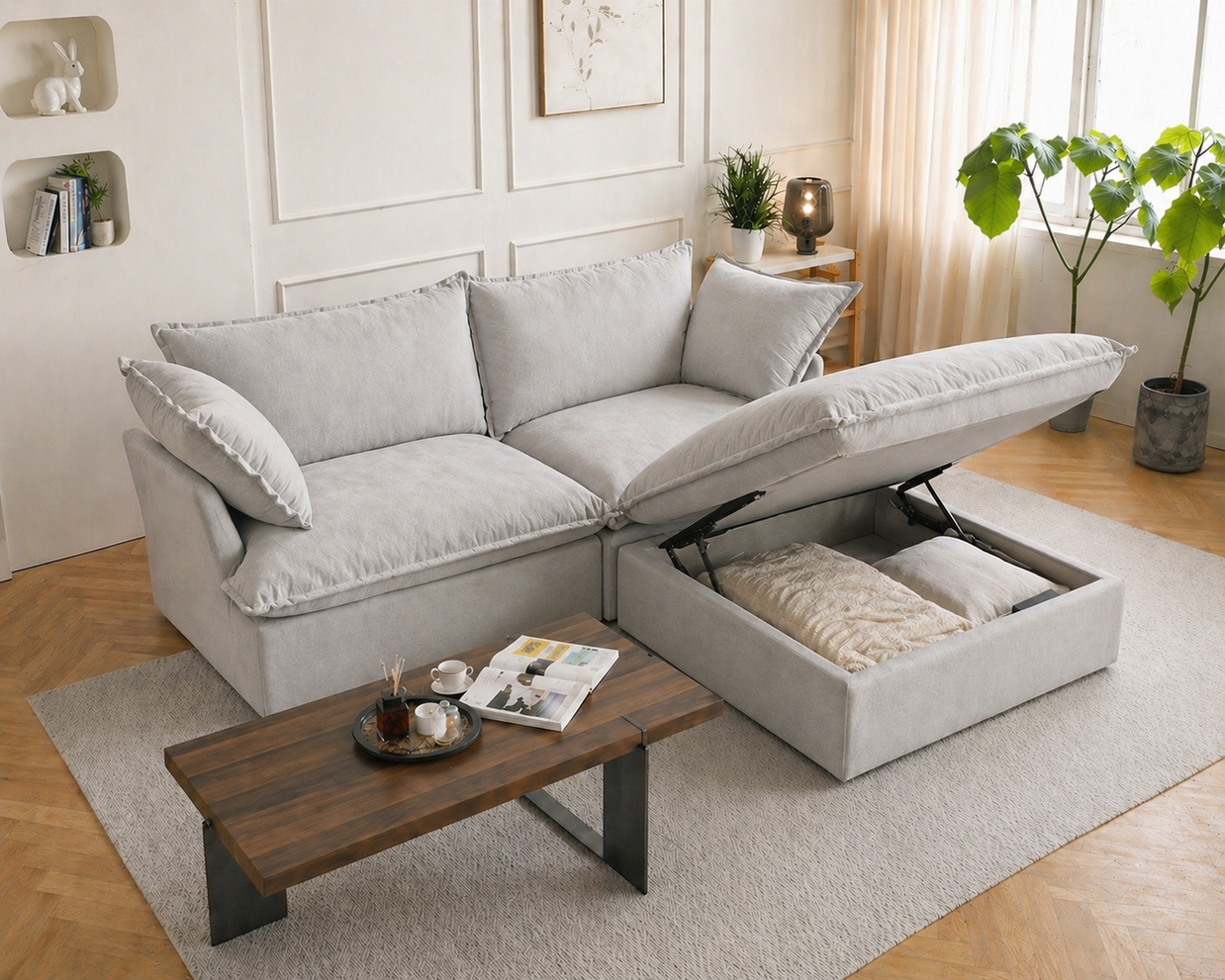 Dream Light Gray Love Seat + Ottoman