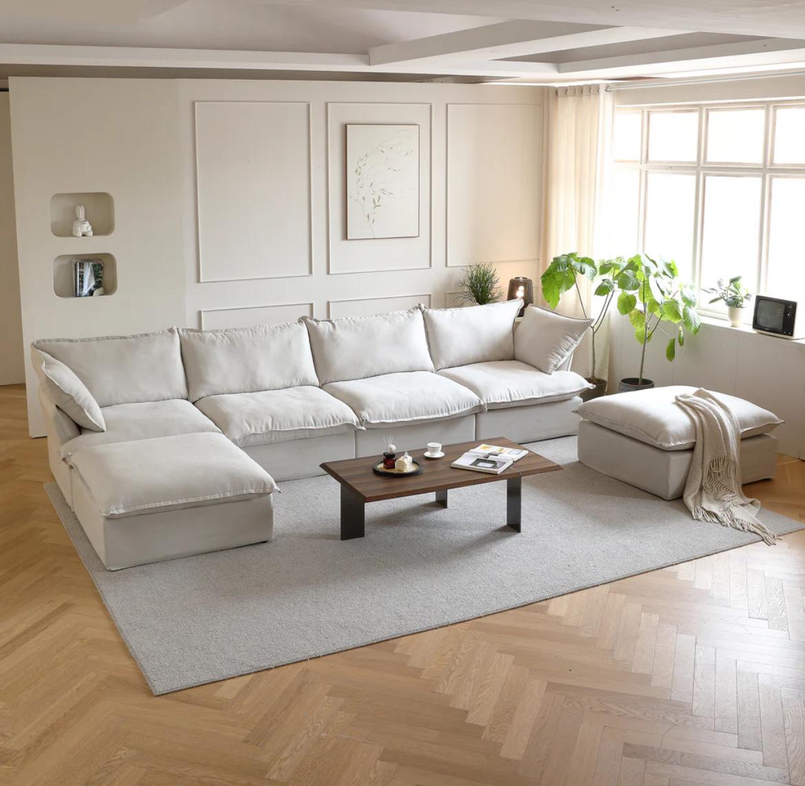 Dream Beige Cloud 4 Seater + Two Ottoman