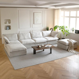 Dream Beige Cloud 4 Seater + Two Ottoman