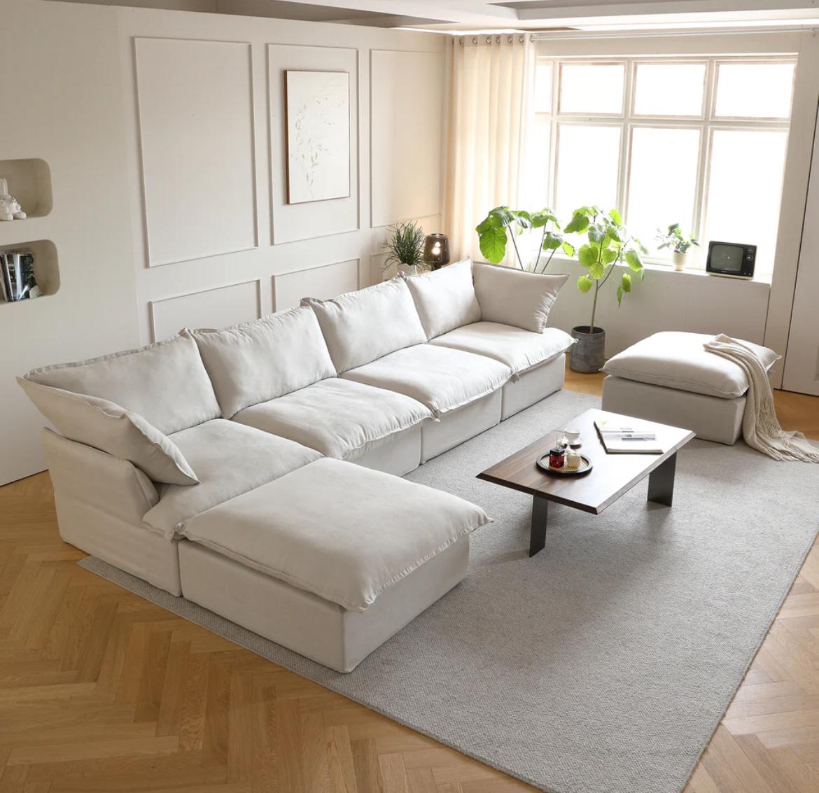 Dream Beige Cloud 4 Seater + Two Ottoman