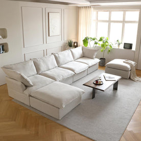 Dream Beige Cloud 4 Seater + Two Ottoman