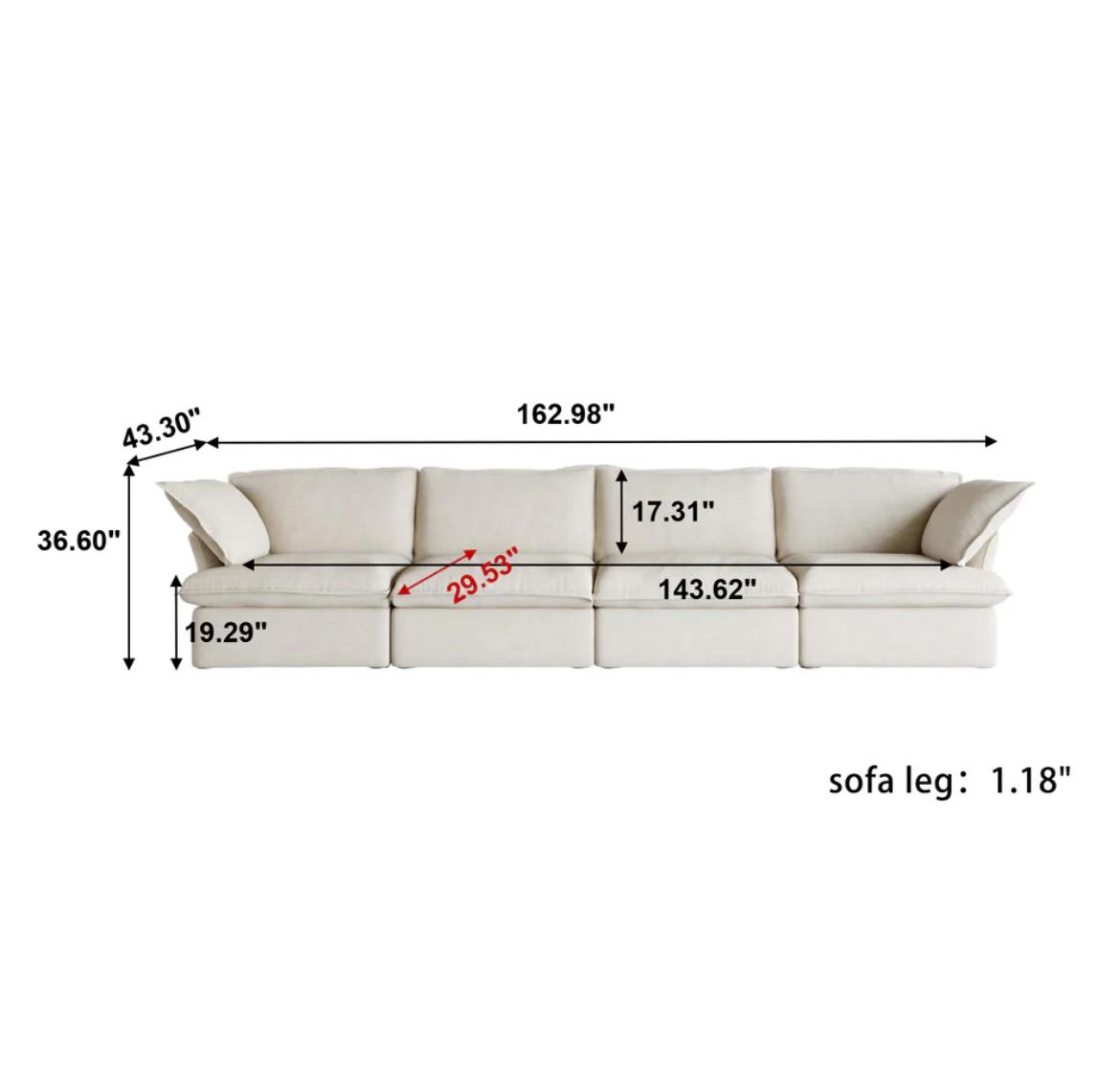 Dream Beige Cloud 4 Seater + Two Ottoman