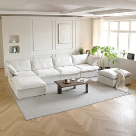 Dream White Cloud 4 Seater + Two Ottoman