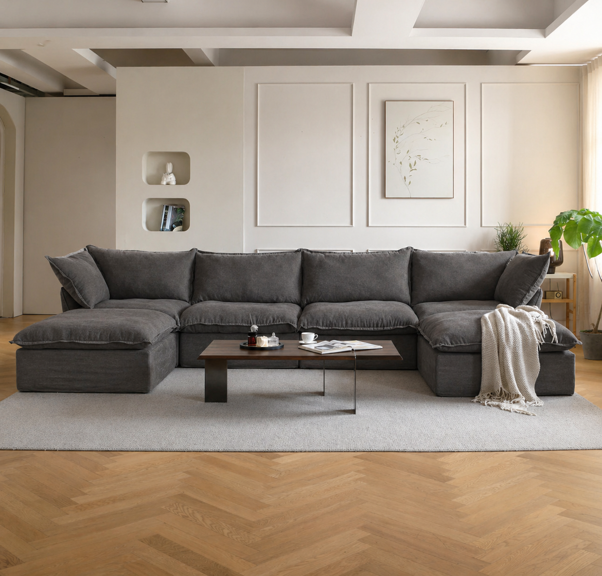 Dream Dark Gray Cloud 4 Seater + Two Ottoman