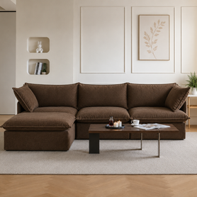 Cocoa Brown Cloud Sofa 3 seater + Ottoman