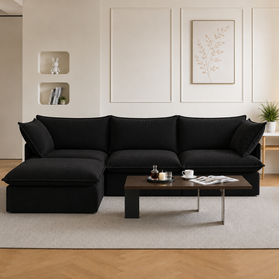 Black Cloud Sofa 3 Seater + Ottoman