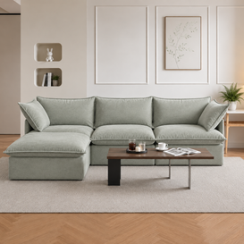 Saga Green Cloud Sofa 3 seater + Ottoman