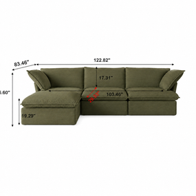 Olive Green Cloud Sofa 3 seater + Ottoman
