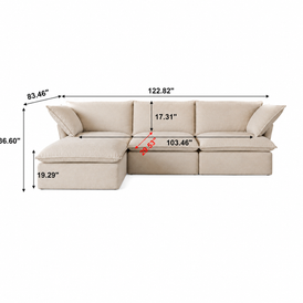 Tan Cloud Sofa 3 Seater + Ottoman