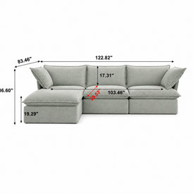 Saga Green Cloud Sofa 3 seater + Ottoman