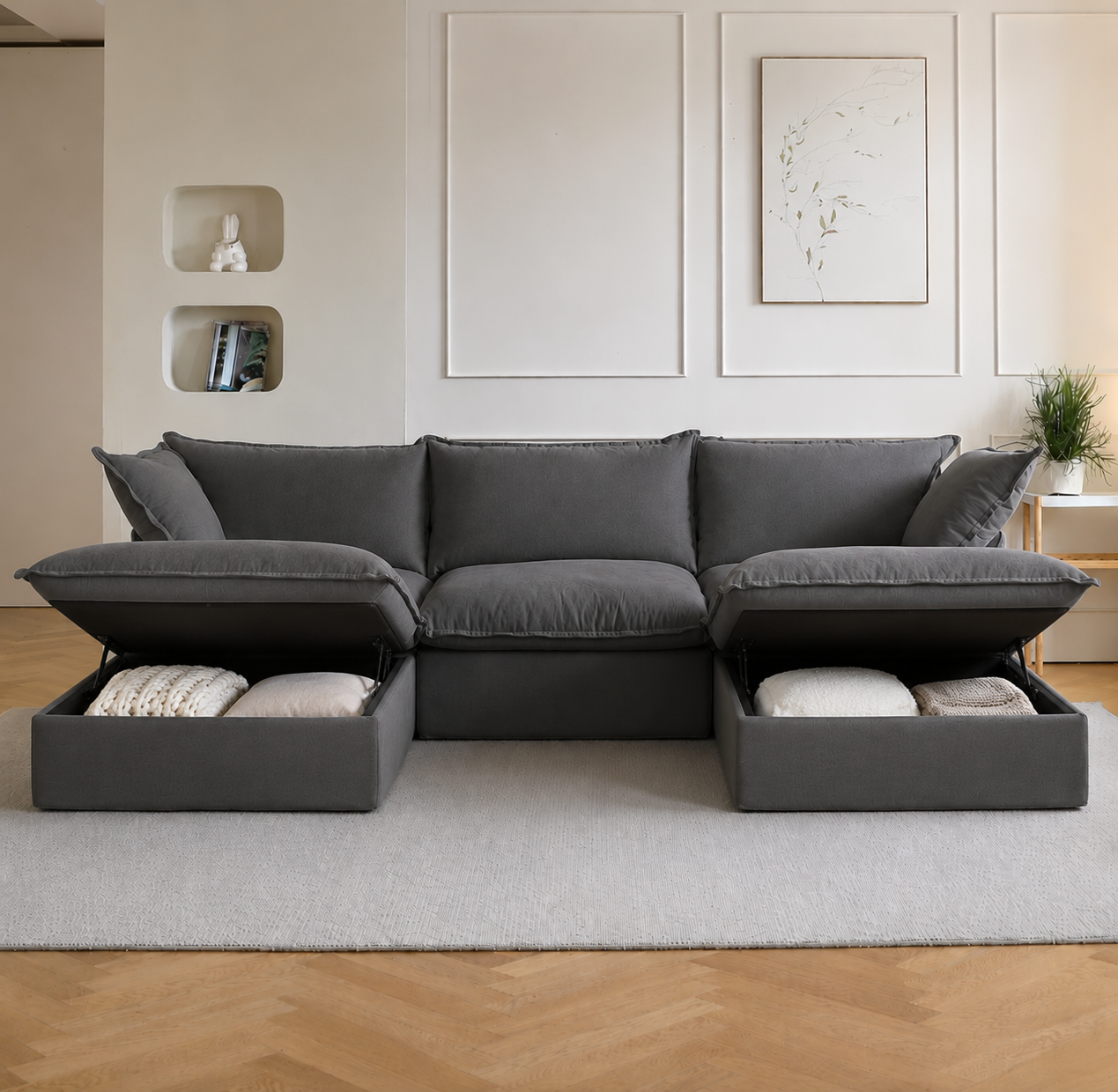 Dream Dark Gray Cloud 3 Seater + 2 Ottoman